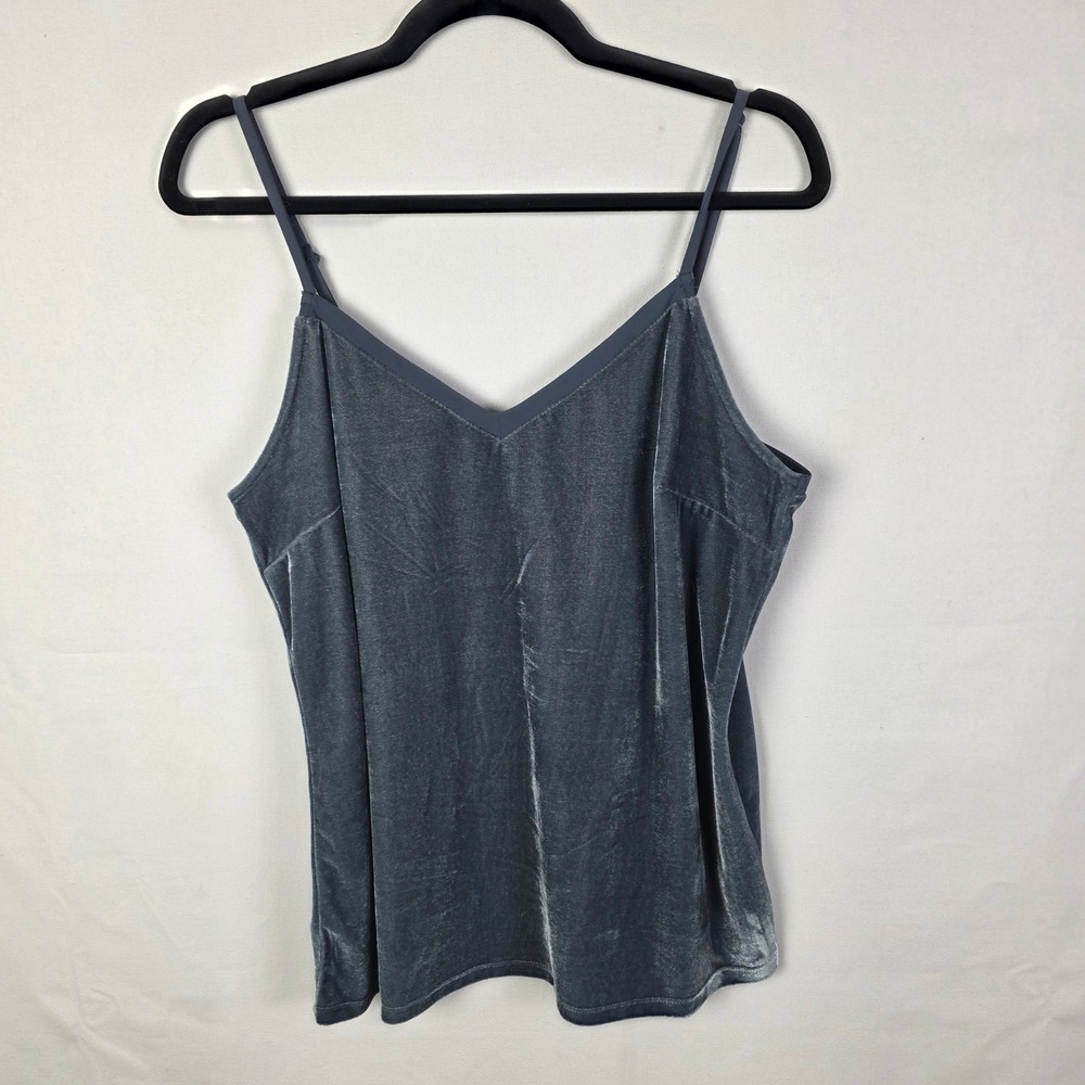 Banana Republic Womens Velvet Camisole Top Slate Gray V-Neck Medium